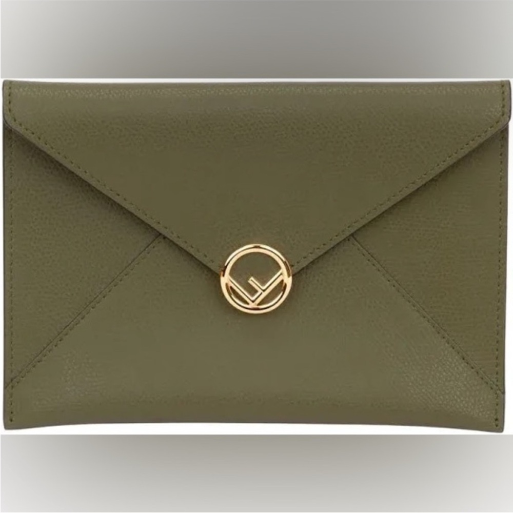 ‼️Authentic Fendi Green Envelope Clutch Pouch Bag - Picture 2 of 15